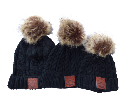 Black Outdoorable Fur Pom Pom Hat