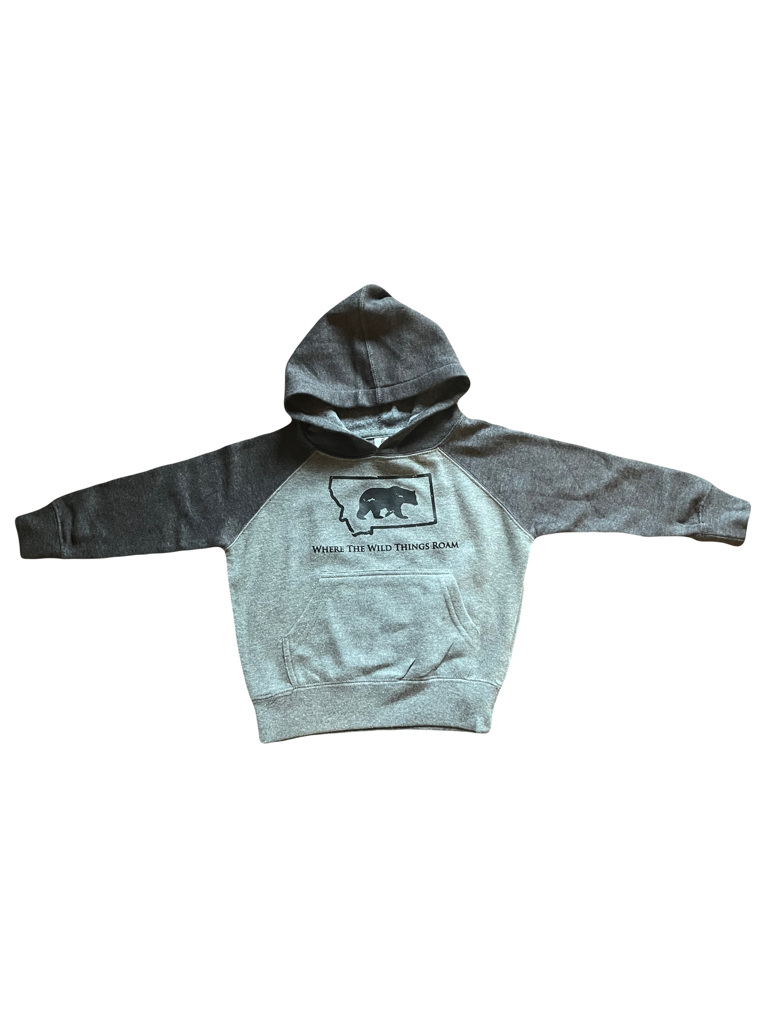 Youth Grey with Charcoal Sleeve Wild Bear Hoodie