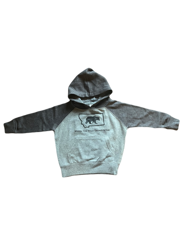 Toddler Grey with Charcoal Sleeve Wild Bear Hoodie
