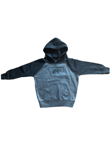 Toddler Charcoal with Black Sleeve Wild Bear Hoodie