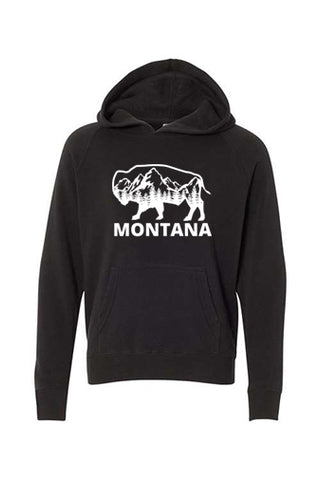 Youth Black Montana Bison Hoodie