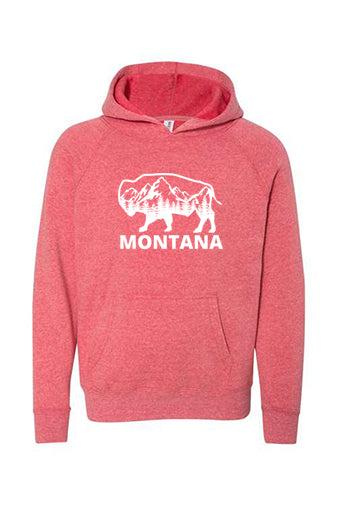 Youth Heather Pink Montana Bison Hoodie