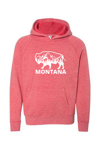 Youth Heather Pink Montana Bison Hoodie