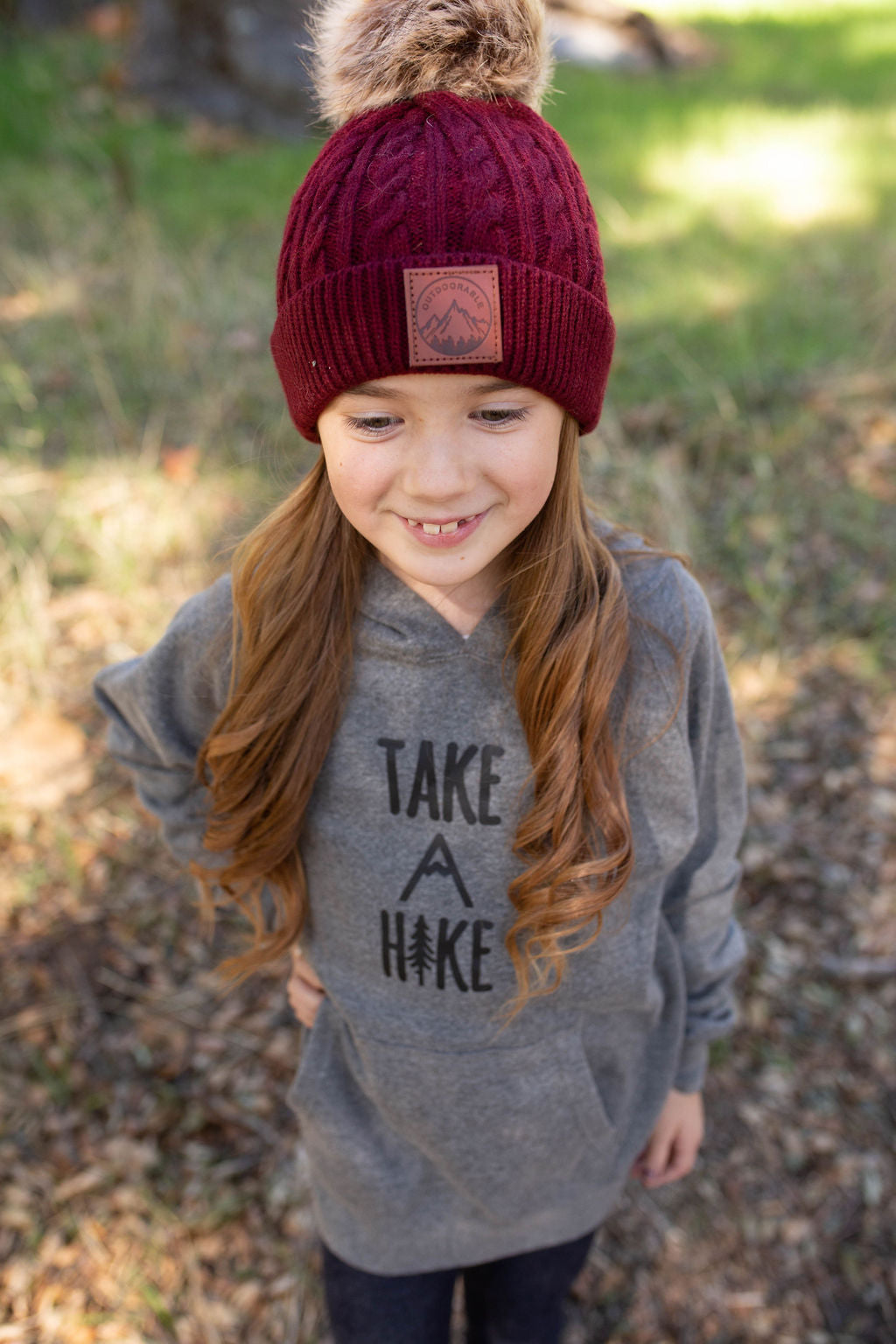 Child Maroon Outdoorable Pom Pom Hat