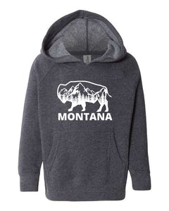 Youth Heather Navy Montana Bison Hoodie