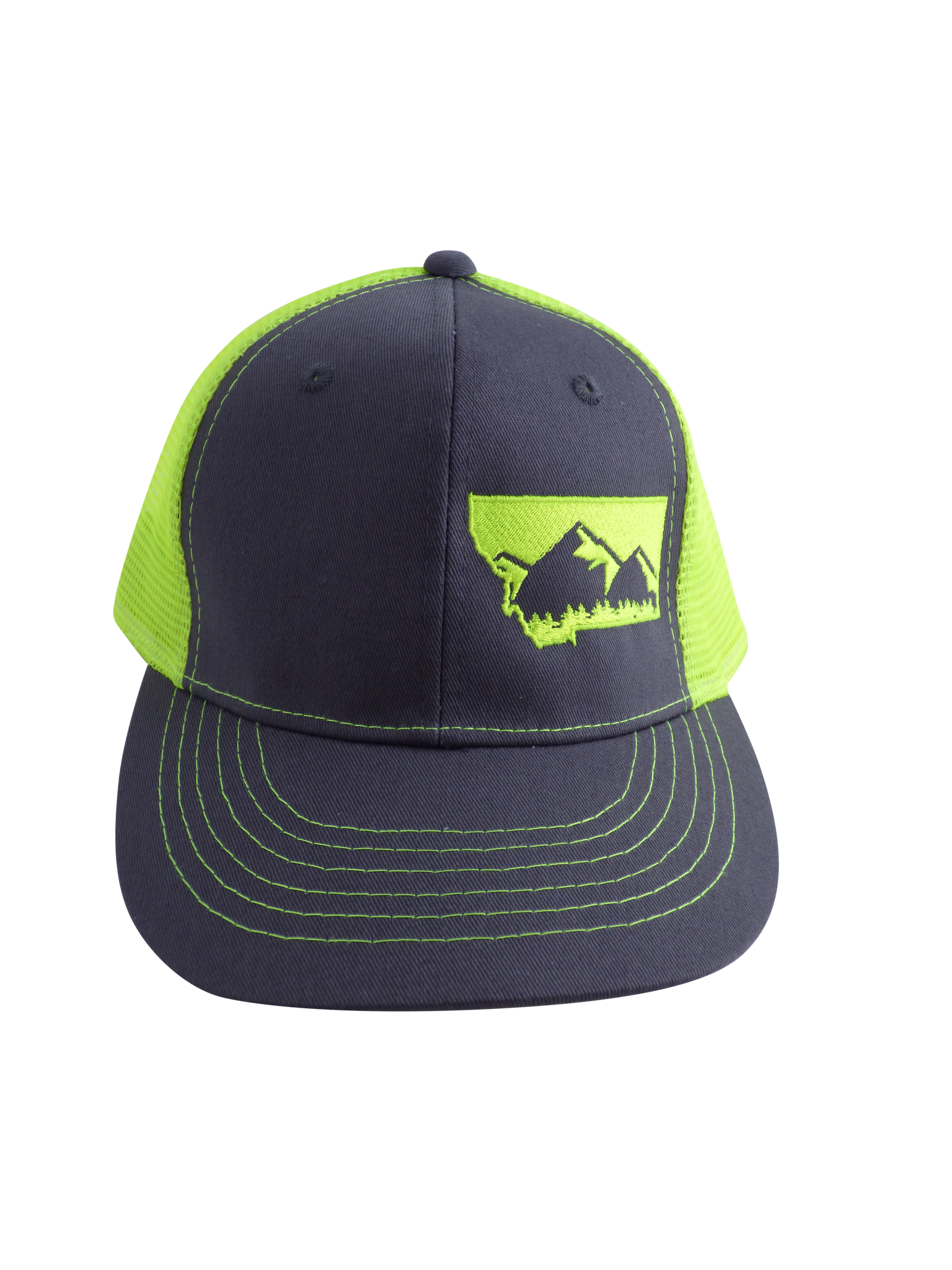 Neon Yellow and Charcoal Mountain Hat
