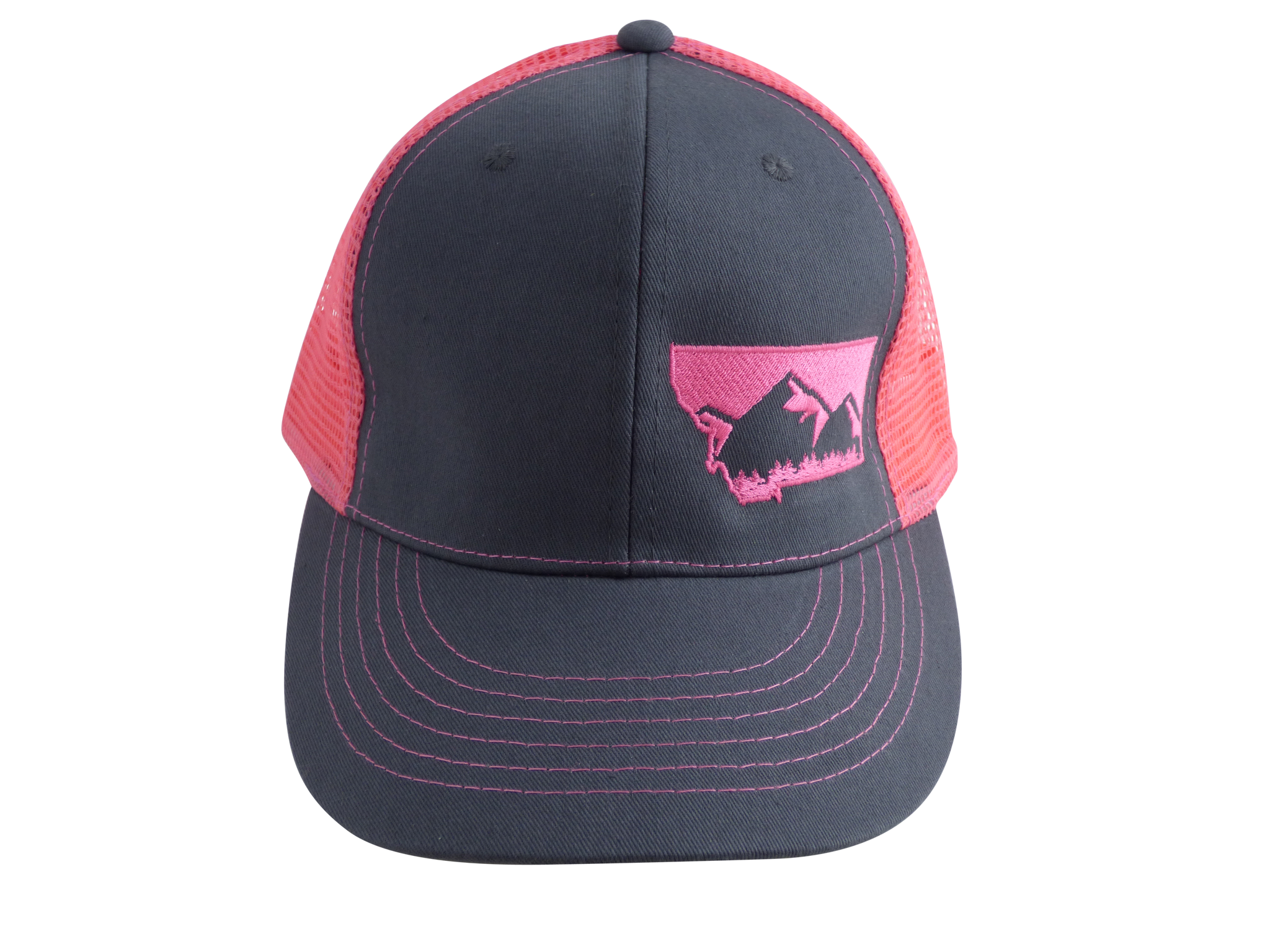 Pink and Charcoal Mountain Hat