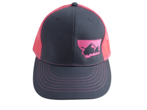 Pink and Charcoal Mountain Hat