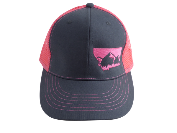 Pink and Charcoal Mountain Hat