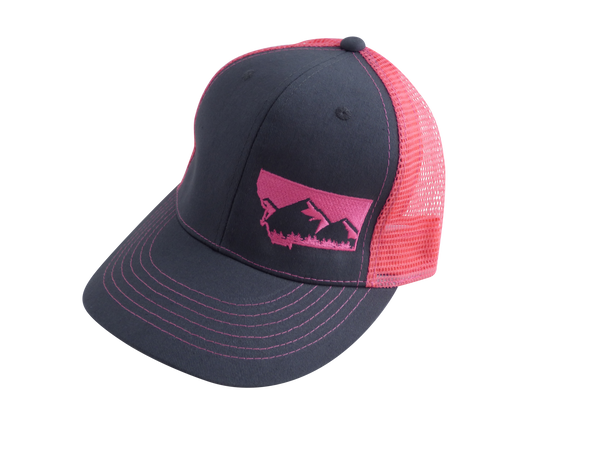 Charcoal and Pink Snapback Mountain Hat