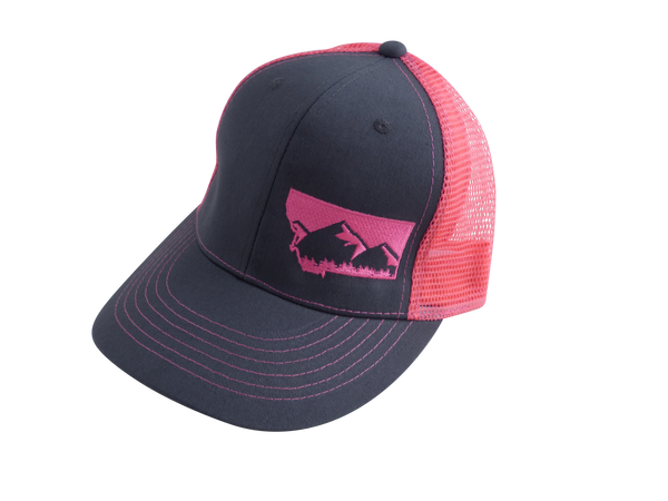 Pink and Charcoal Mountain Hat