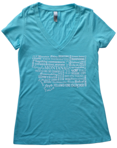 Women's-Junior Cut Aqua Montana Word Shirt