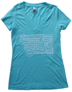 Women's Aqua Montana Word Shirt