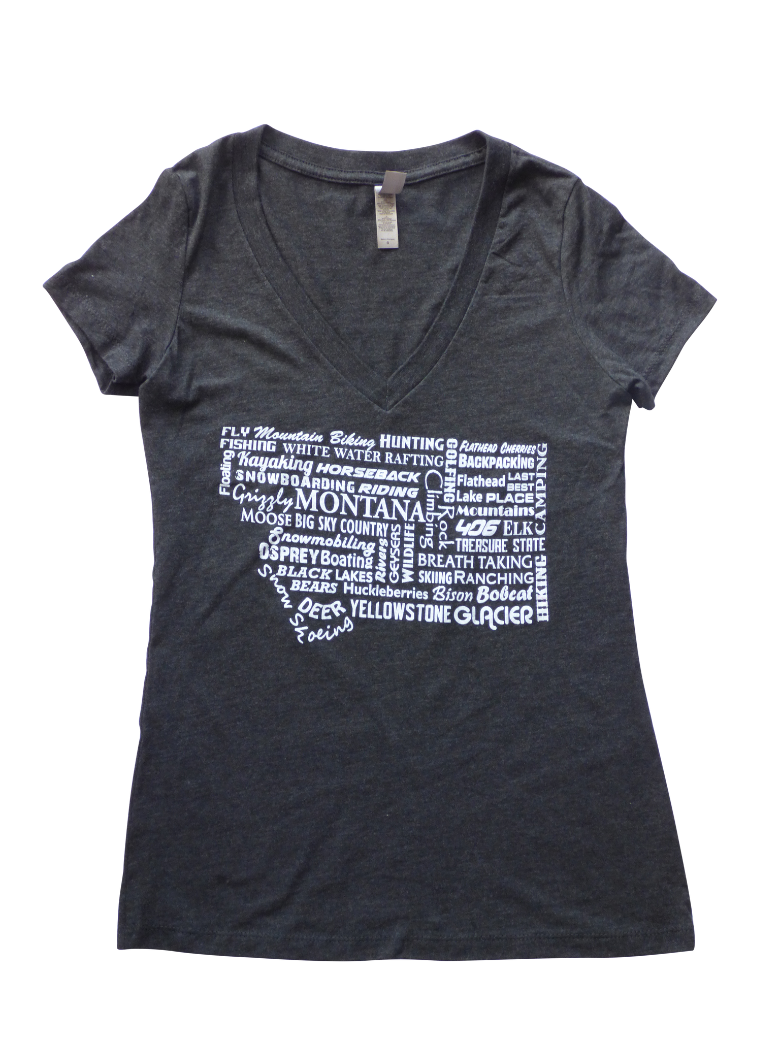 Women's-Junior Cut Charcoal Montana Word Shirt