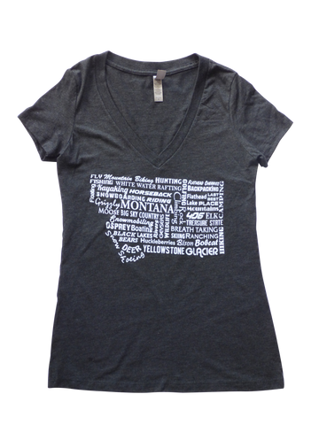 Women's-Junior Cut Charcoal Montana Word Shirt