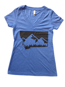 Women's-Junior Cut Mountain Shirt Blue