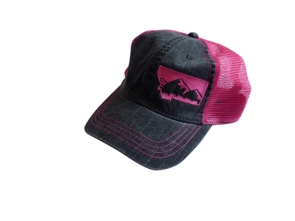 Soft Front Embroidered Mountain Hat Pink