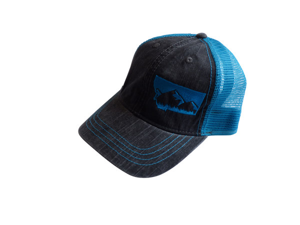 Soft Front Embroidered Mountain Hat Turquoise