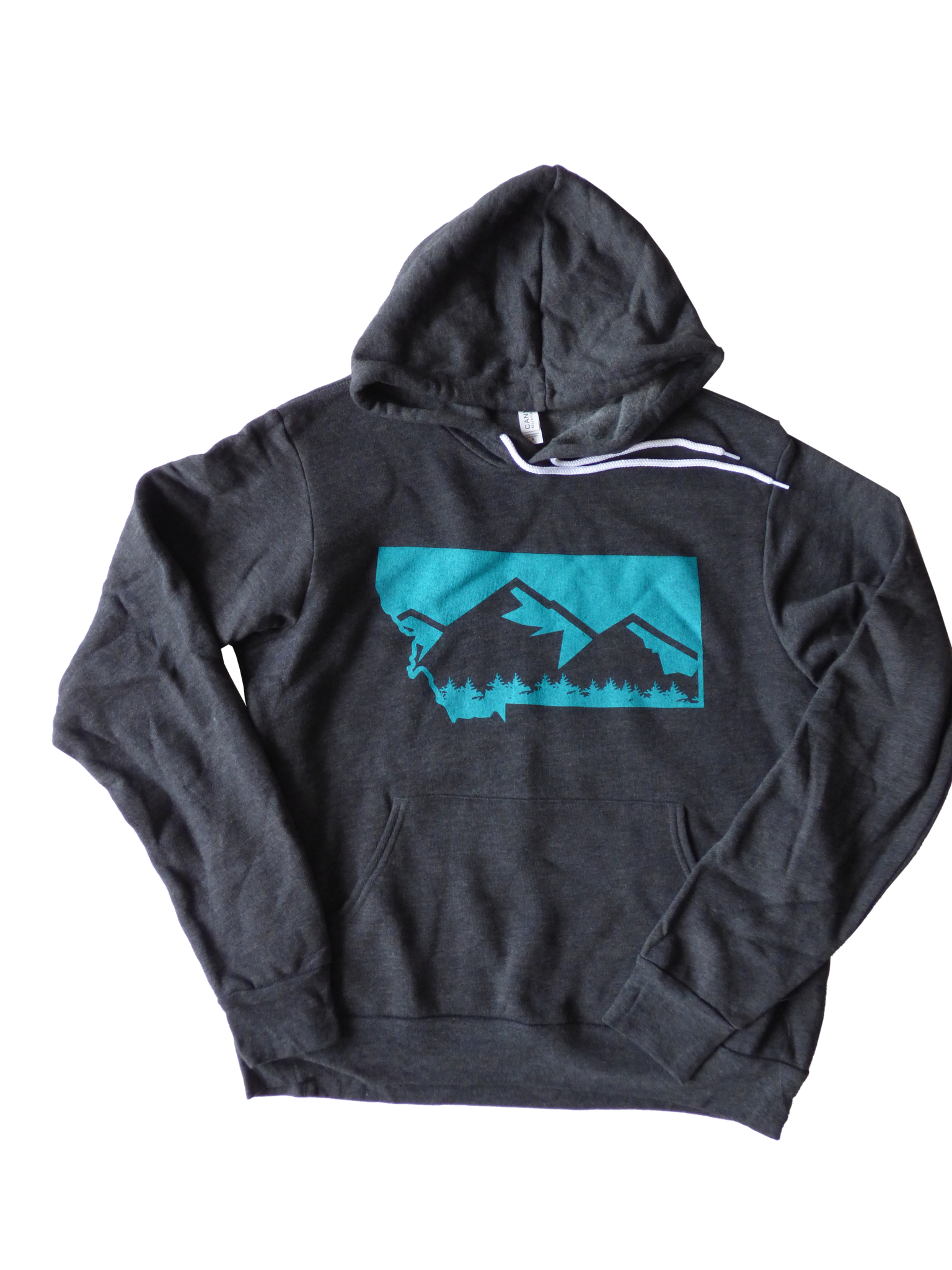 Charcoal and Teal Mountain Hoodie