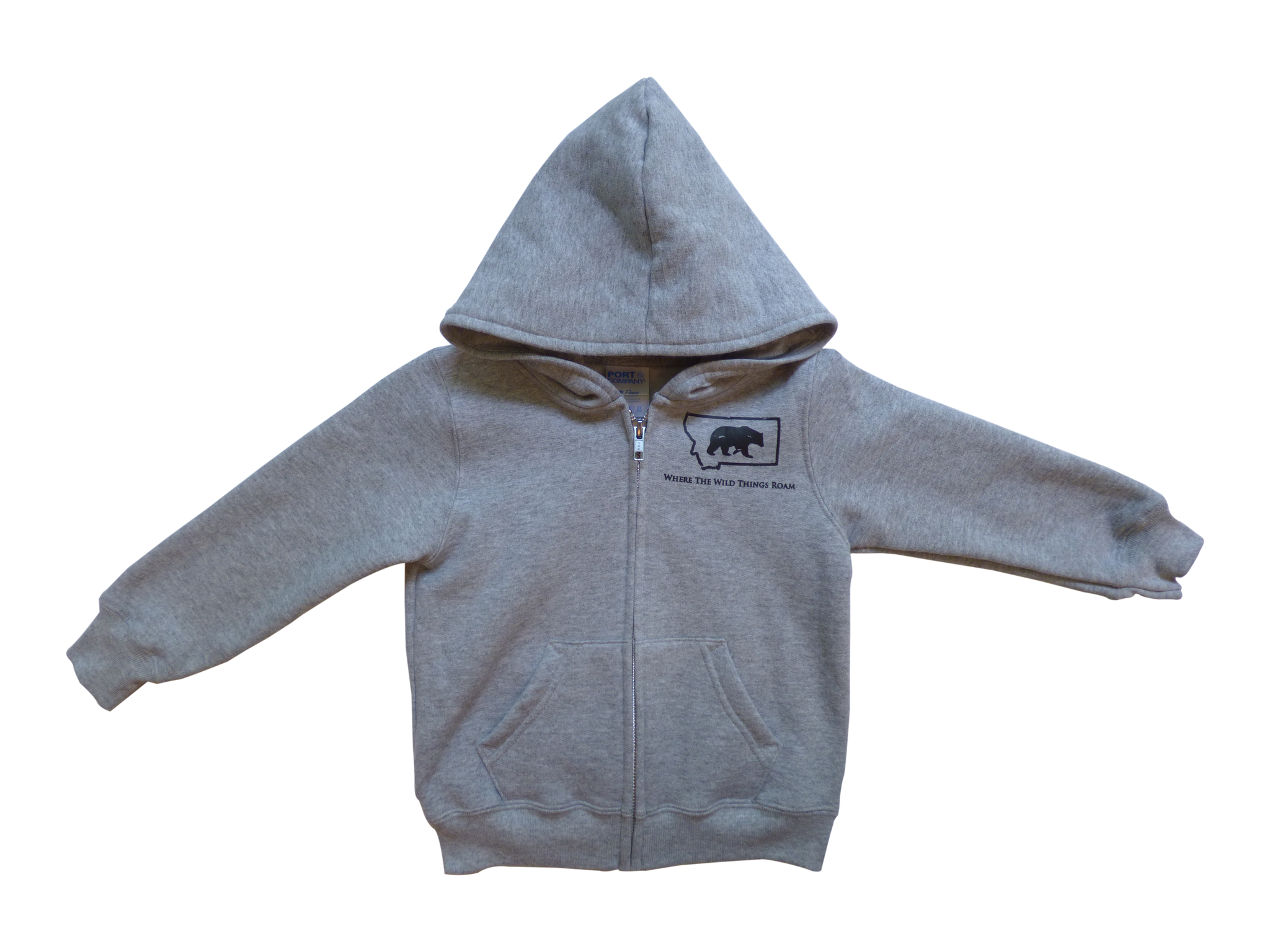 Heather Grey Bear Zipup Hoodie