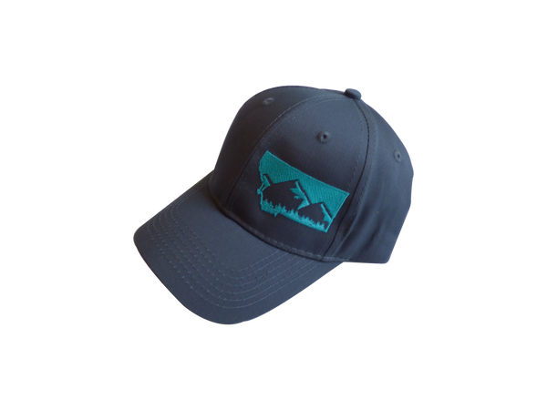 Youth Embroidered Grey with Teal Mountain Hat