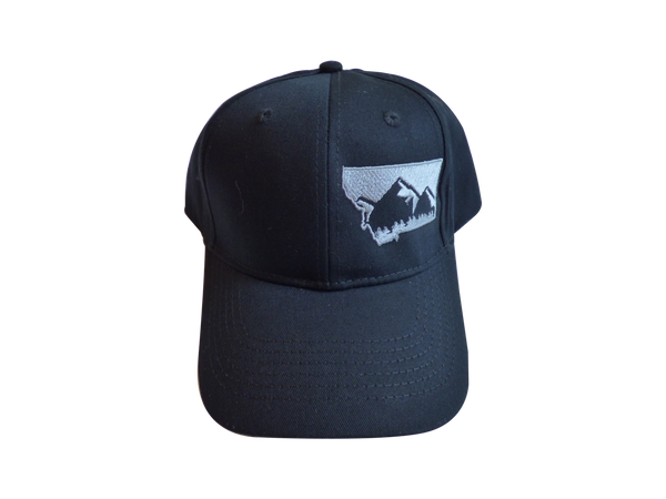 Youth Embroidered Black with Grey Mountain Hat