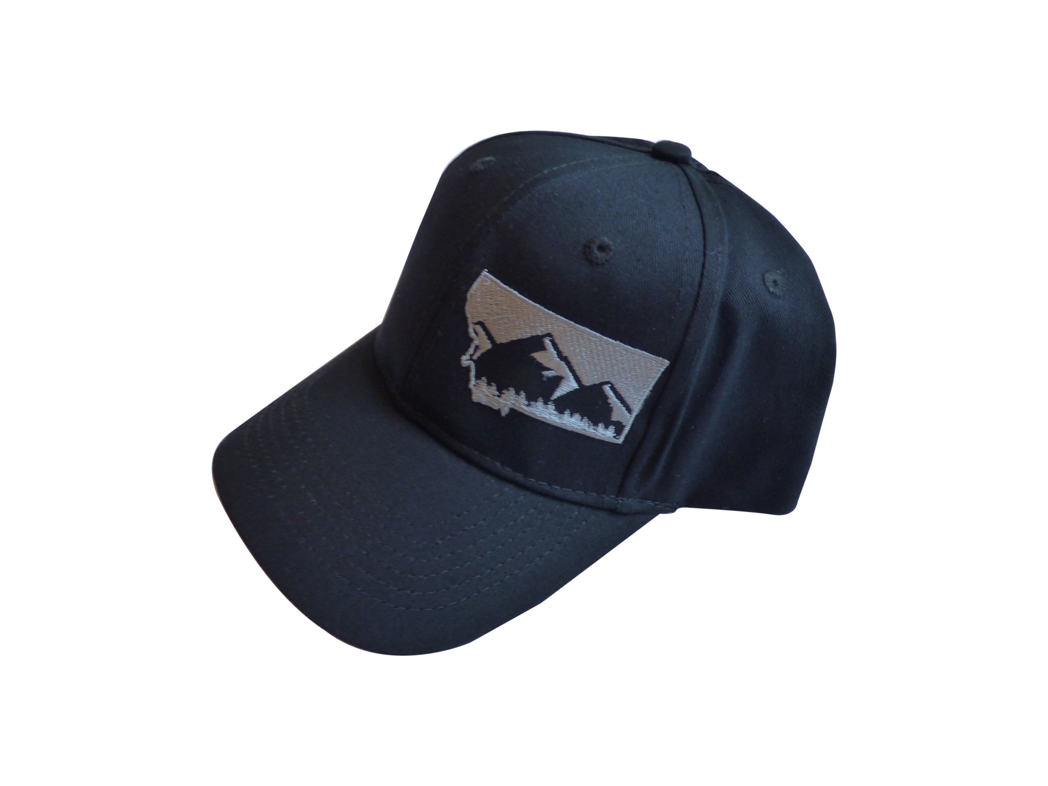 Youth Embroidered Black with Grey Mountain Hat