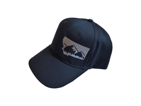 Youth Embroidered Black with Grey Mountain Hat-wholesale