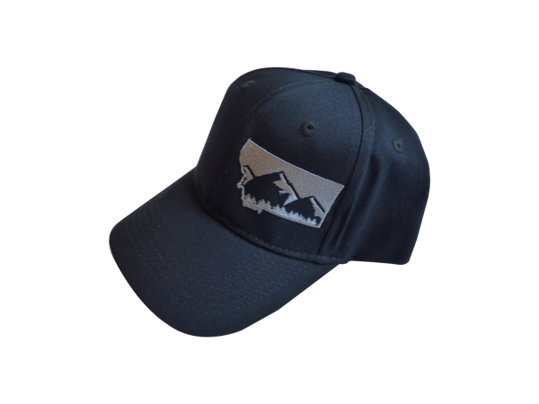 Youth Embroidered Black with Grey Mountain Hat
