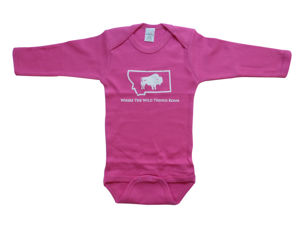 Long Sleeve Pink Bison Onesie-wholesale