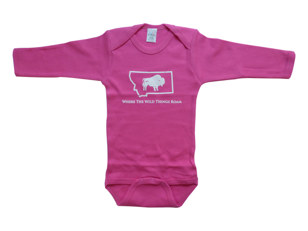Long Sleeve Pink Bison Onesie