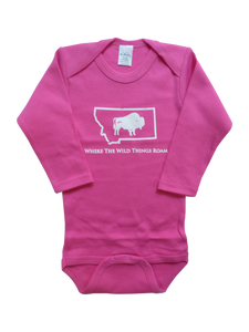 Long Sleeve Pink Bison Onesie-wholesale