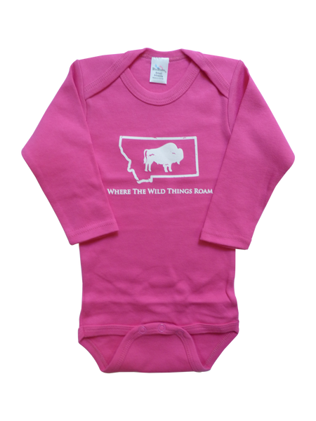 Long Sleeve Pink Bison Onesie