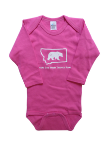 Long Sleeve Pink Bear Onesie