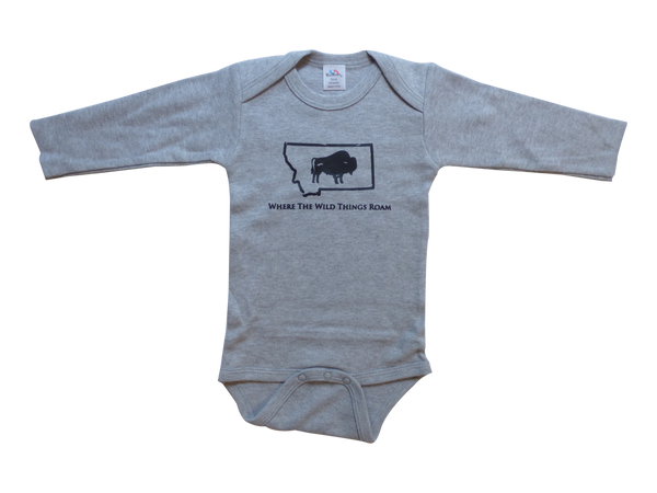 Long Sleeve Grey Bison Onesie