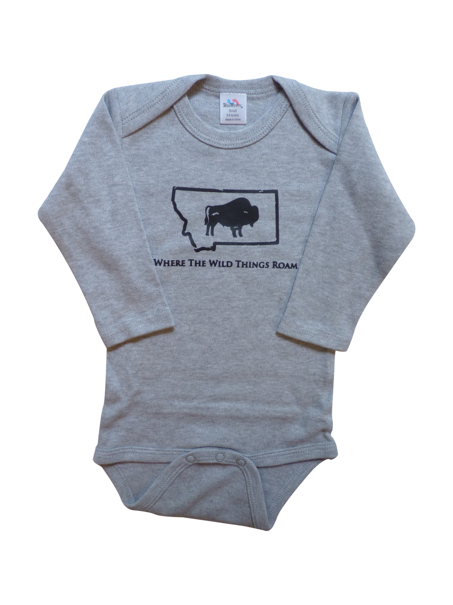 Long Sleeve Grey Bison Onesie