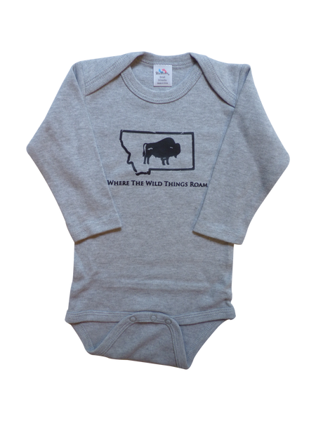 Long Sleeve Grey Bison Onesie