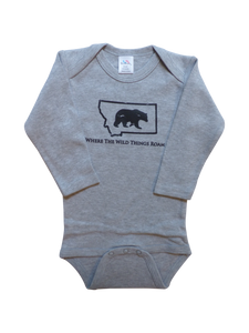 Long Sleeve Grey Bear Onesie