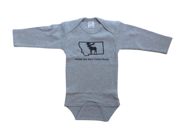 Long Sleeve Grey Moose Onesie