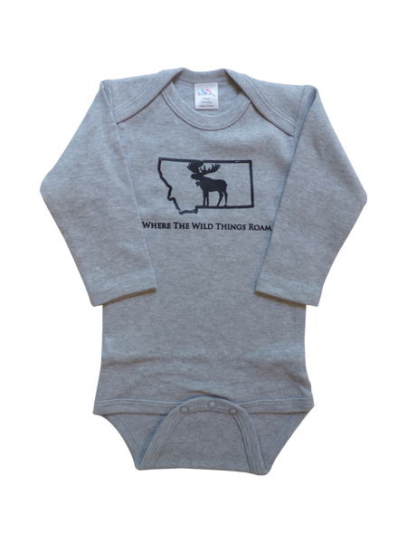 Long Sleeve Grey Moose Onesie