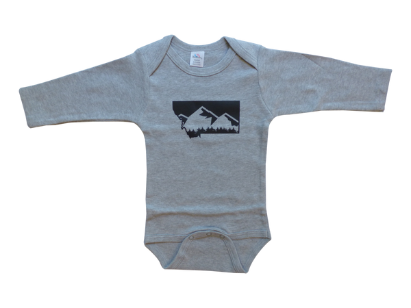 Long Sleeve Grey Montana Mountain Onesie