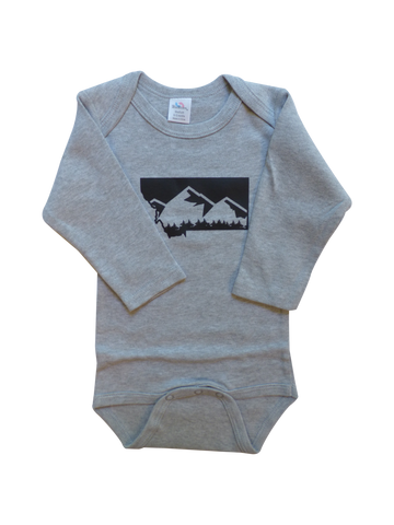 Long Sleeve Grey Montana Mountain Onesie