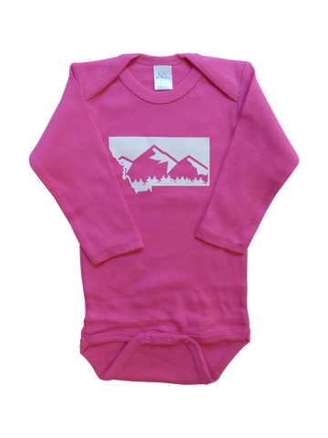 Long Sleeve Pink Montana Mountain Onesie