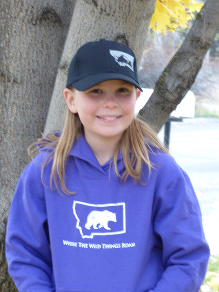 Youth Embroidered Black with Grey Mountain Hat