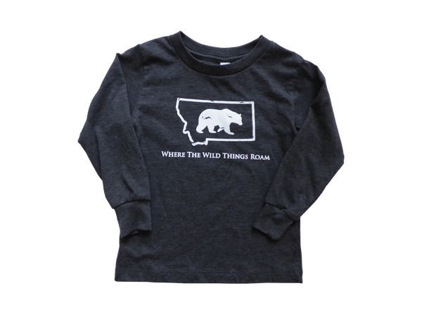 Youth Long Sleeve Charcoal Wild Bear Shirt