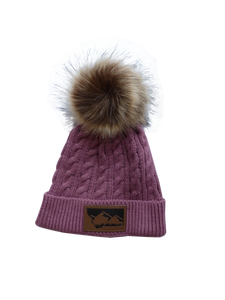 Adult/Child Mauve Pom Pom Hat-wholesale