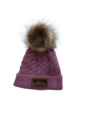 Adult/Child Mauve Pom Pom Hat-wholesale