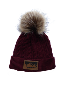 Infant Maroon Montana Mountain Pom Pom Hat