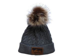 Adult/Child Grey Pom Pom Hat-wholesale