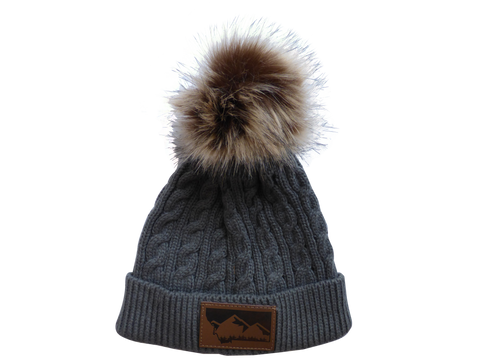 Adult/Child Grey Pom Pom Hat-wholesale